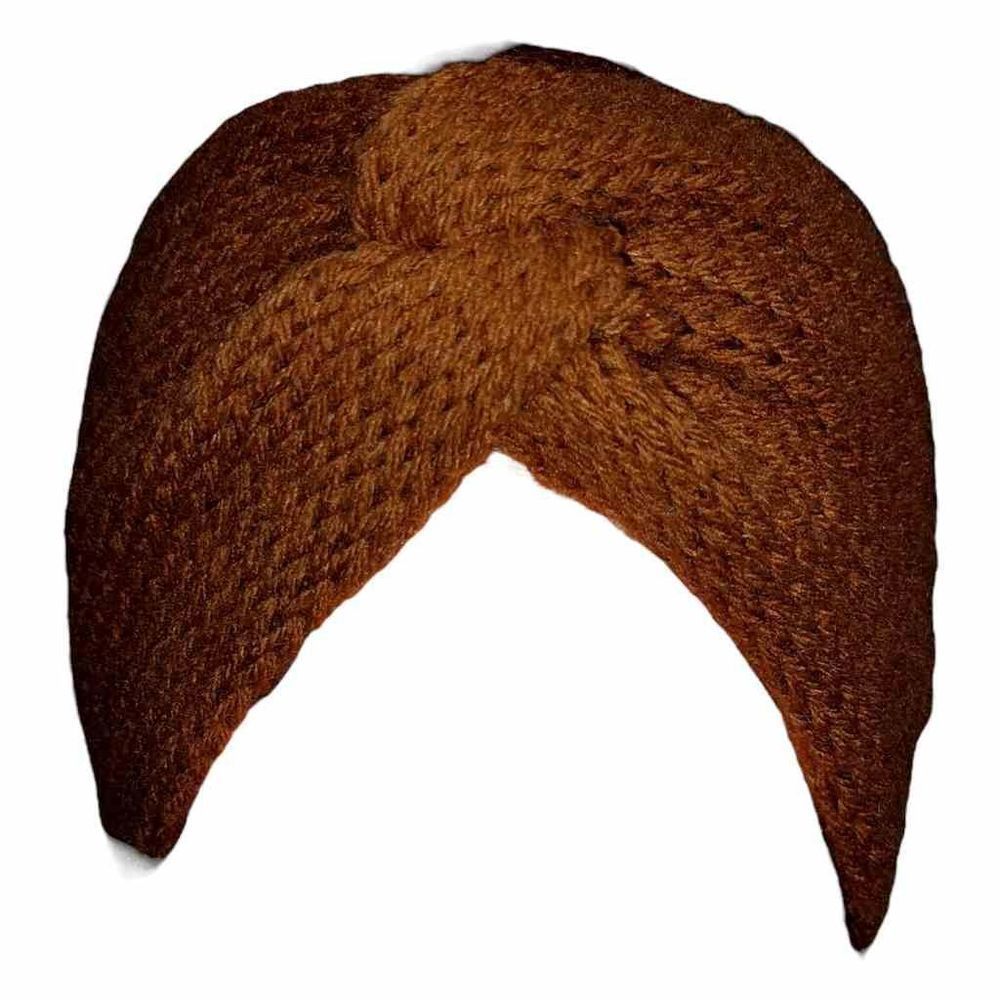 Handmade Crochet Bow Knot / Turban Style Headband Earmuffs, Camel Color, New